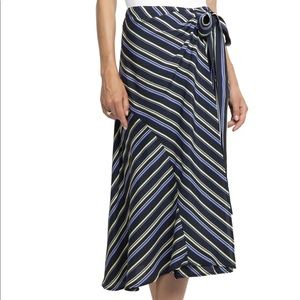 NEW Astr Teagan Striped Midi Wrap Skirt, Small
